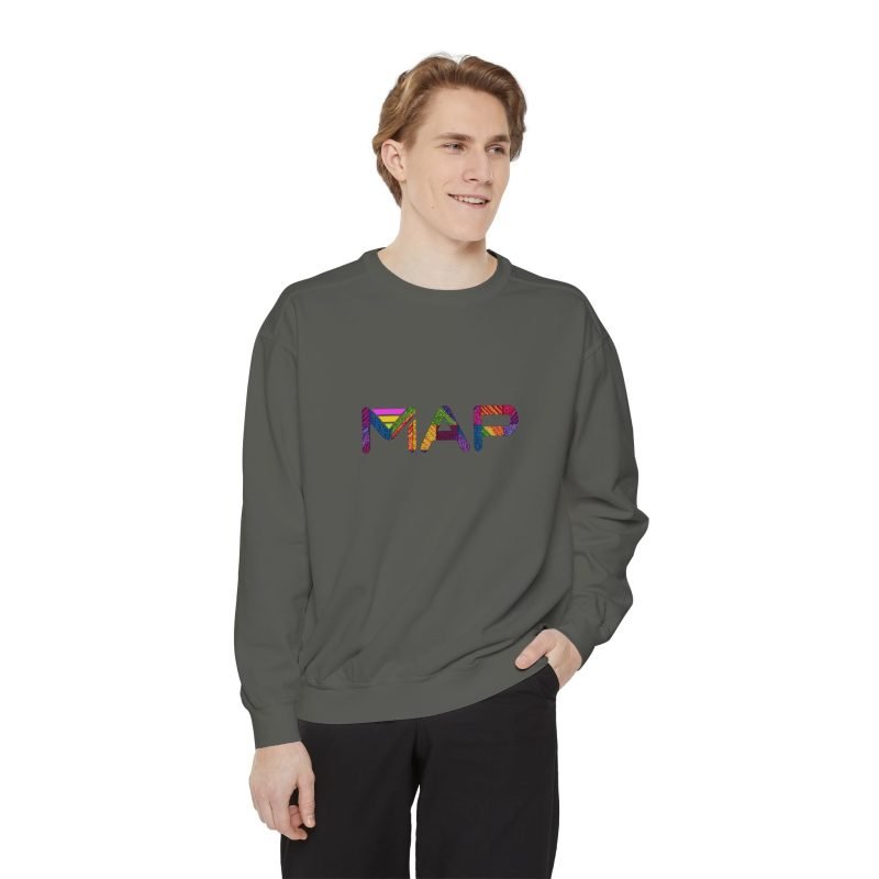 Colorful Map Sweatshirt, Cozy Unisex Garment-Dyed Crew, Comfortable Fashion, Casual Everyday Wear, Gift for Travelers - Image 7