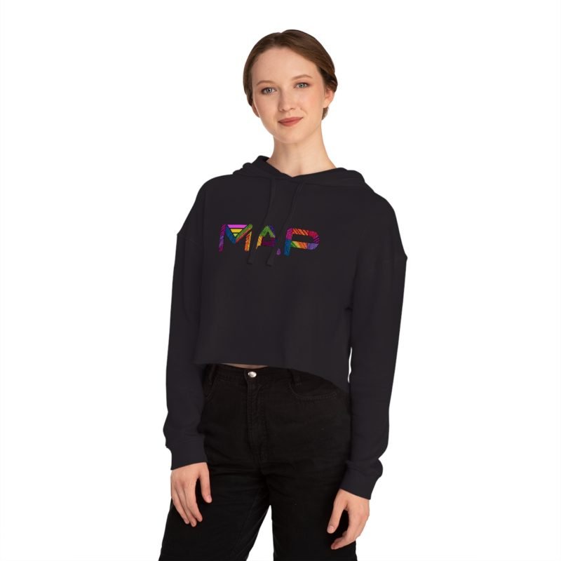 Colorful MAP Cropped Hoodie, Trendy Hooded Sweatshirt for Women, Cozy Fashion, Casual Wear, Gift for Friends - Image 15