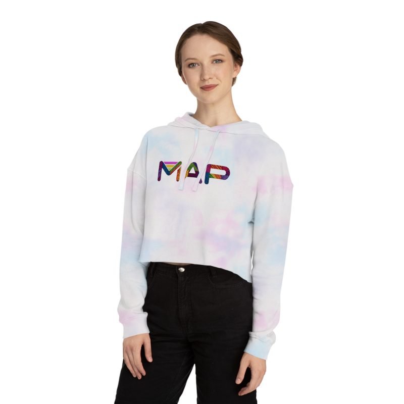 Colorful MAP Cropped Hoodie, Trendy Hooded Sweatshirt for Women, Cozy Fashion, Casual Wear, Gift for Friends - Image 9