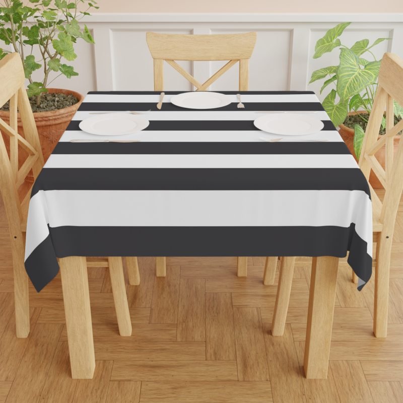 Modern Stripe Tablecloth, Elegant Black and White Dining Cover, Party Decor, Holiday Table Setting, Kitchen Accessory - Image 4