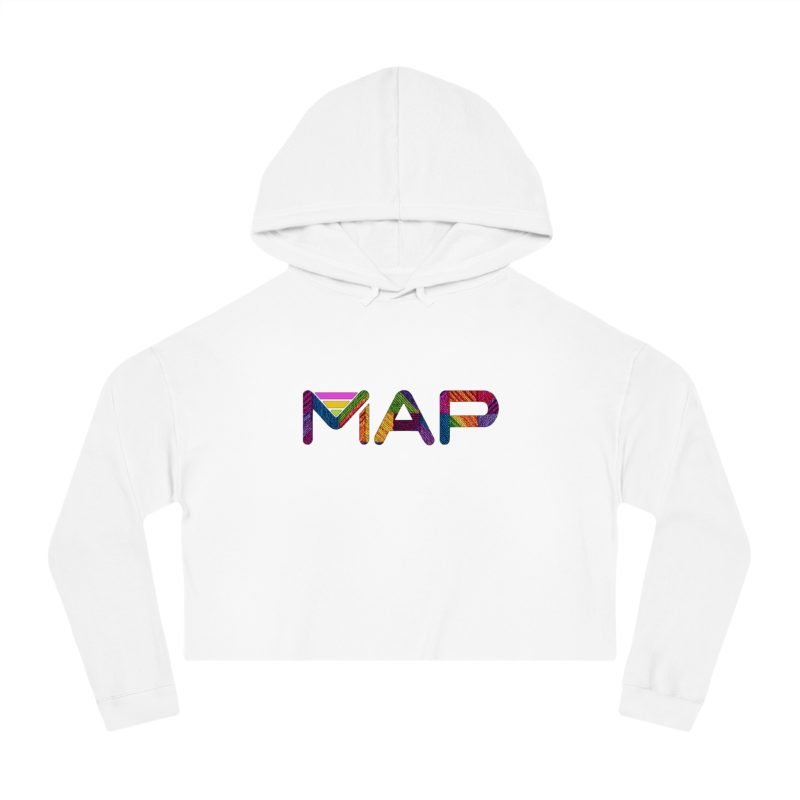 Colorful MAP Cropped Hoodie, Trendy Hooded Sweatshirt for Women, Cozy Fashion, Casual Wear, Gift for Friends