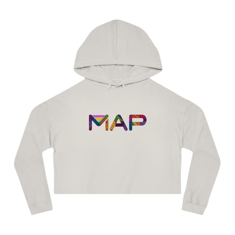 Colorful MAP Cropped Hoodie, Trendy Hooded Sweatshirt for Women, Cozy Fashion, Casual Wear, Gift for Friends - Image 4