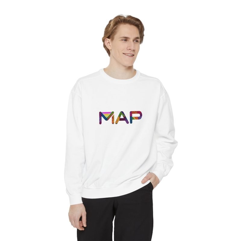 Colorful Map Sweatshirt, Cozy Unisex Garment-Dyed Crew, Comfortable Fashion, Casual Everyday Wear, Gift for Travelers - Image 3