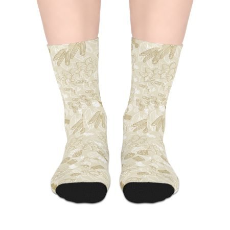 Elegant Floral Mid-length Socks, Comfortable Dress Socks, Gift for Women, Cute Casual Socks, Everyday Wear, Unique Patterned Footwear
