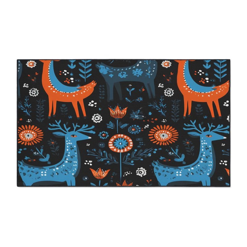 Charming Floral Deer Floor Mat - Home Decor, Kitchen Mat, Entry Mat, Gift for Nature Lovers, Rustic Style, Seasonal Decor - Image 7