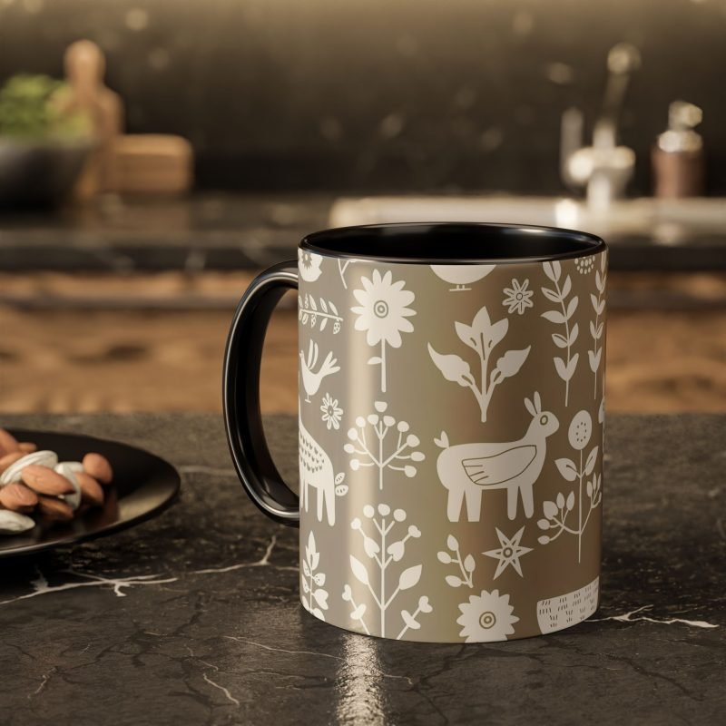 Whimsical Nature Mugs, Colorful Coffee Cups, Floral Tea Mugs, Animal Print Drinkware, Unique Gift for Nature Lovers - Image 5