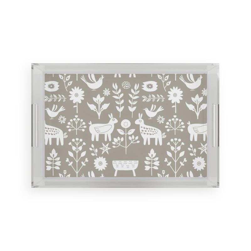 Chic Acrylic Serving Tray with Floral Design, Modern Home Decor, Elegant Tableware, Perfect for Entertaining, Gift for Hosts - Image 3