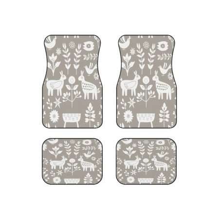 Nature-Inspired Car Mats Set, Bohemian Car Floor Mats, Eco-Friendly Automotive Accessories, Floral Print Car Mats, Unique Car Gifts