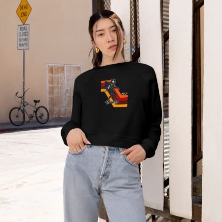 Stylish Women's Cropped Fleece Pullover with Retro Design, Casual Sweatshirt, Cozy Layer, Gift for Her, Fall Fashion, Unique Casual Wear