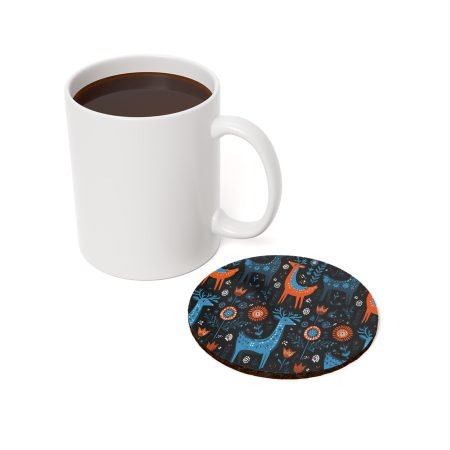 Colorful Deer Cork Back Coaster, Nature-inspired Home Decor, Unique Gift for Nature Lovers, Rustic Tableware, Holiday Coasters