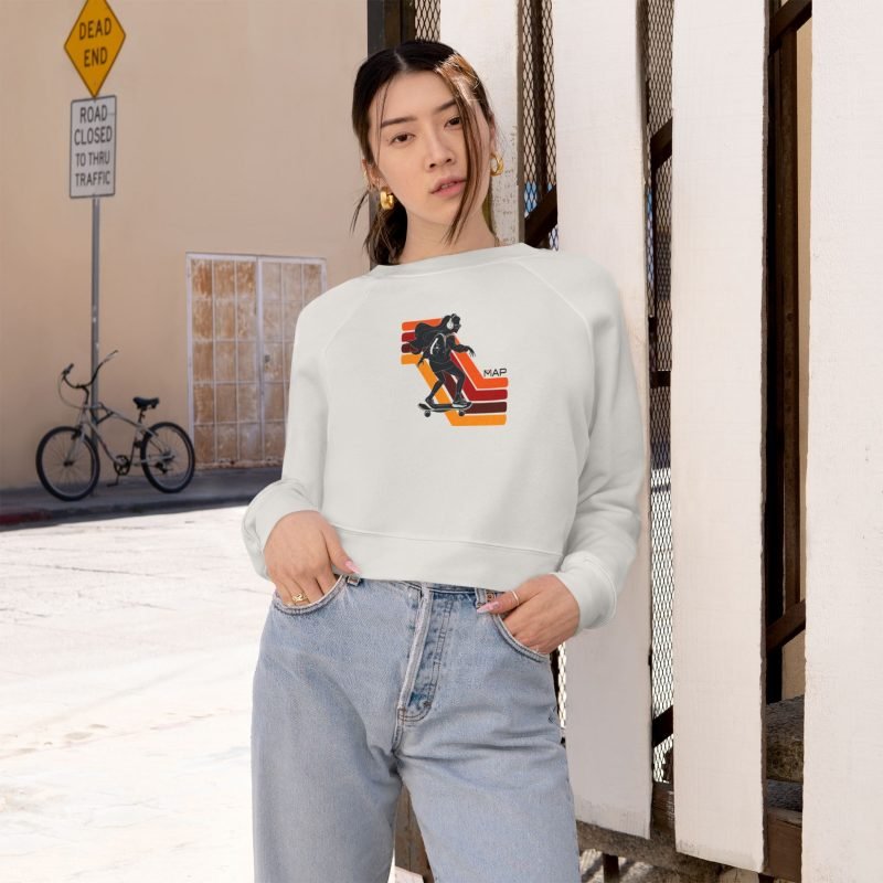 Stylish Women's Cropped Fleece Pullover with Retro Design, Casual Sweatshirt, Cozy Layer, Gift for Her, Fall Fashion, Unique Casual Wear - Image 2
