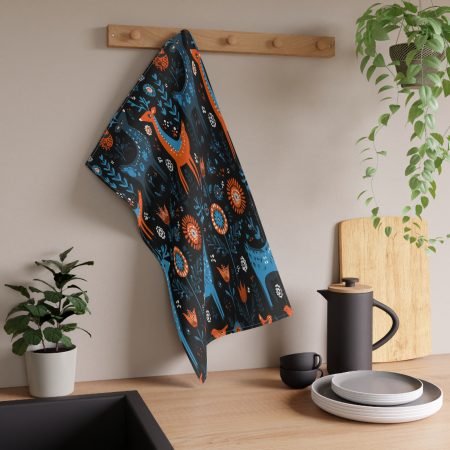 Whimsical Forest Animals Tea Towels - Nordic Style Kitchen Decor, Gift for Nature Lovers, Eco-friendly Home Essentials, Functional Art
