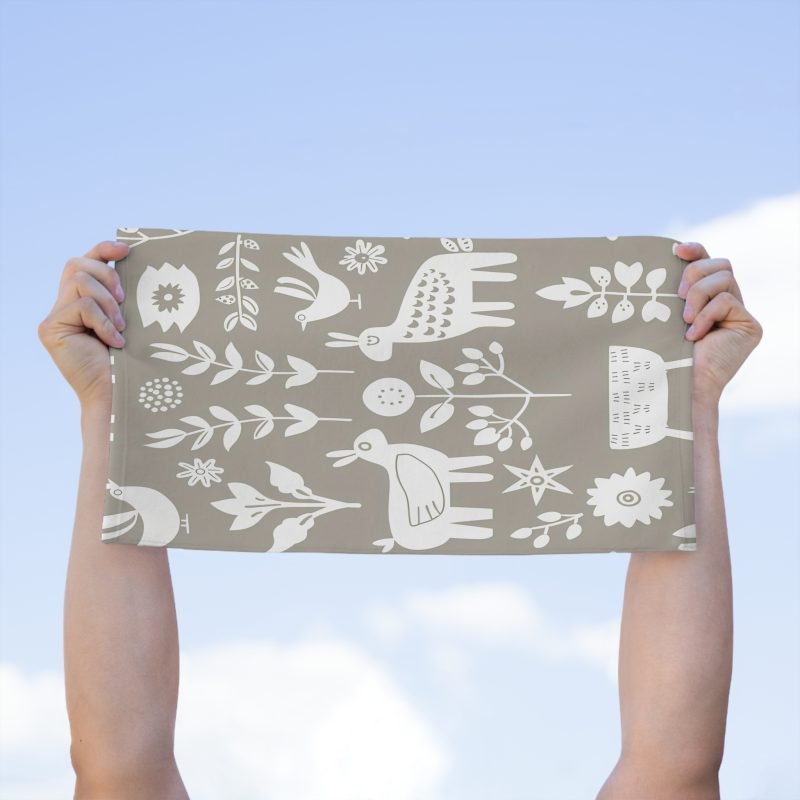 Charming Rally Towel, Rustic Decorative Sports Towel, Farmhouse Kitchen Towel, Unique Game Day Gift, Floral Print Hand Towels, [...] - Image 3