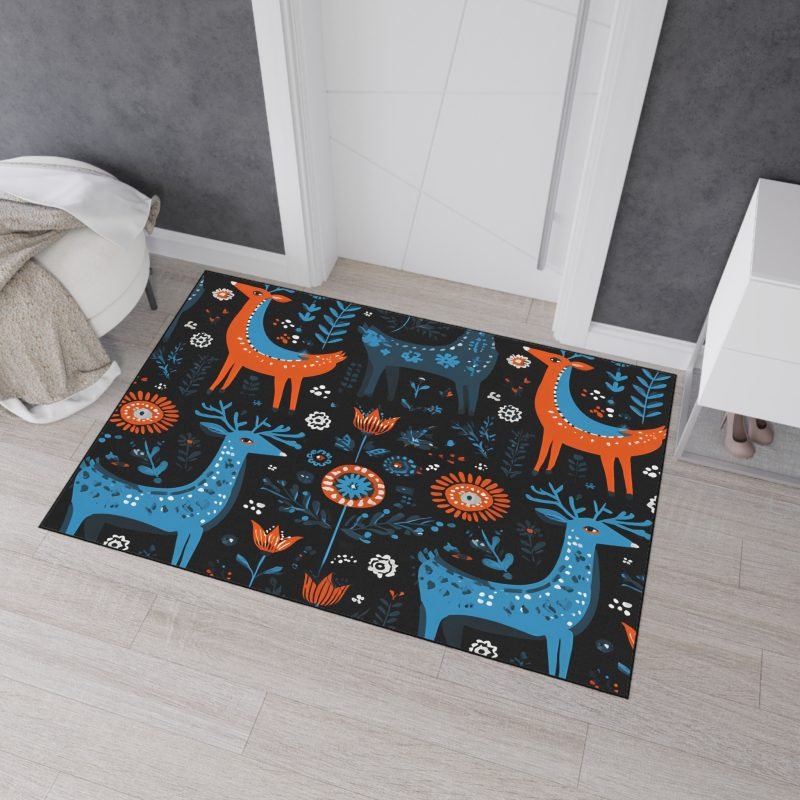 Charming Floral Deer Floor Mat - Home Decor, Kitchen Mat, Entry Mat, Gift for Nature Lovers, Rustic Style, Seasonal Decor - Image 2