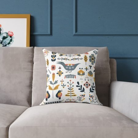 Bohemian Floral Square Pillow, Decorative Cushion, Home Decor, Gift for Her, Living Room Accent, Cozy Reading Nook